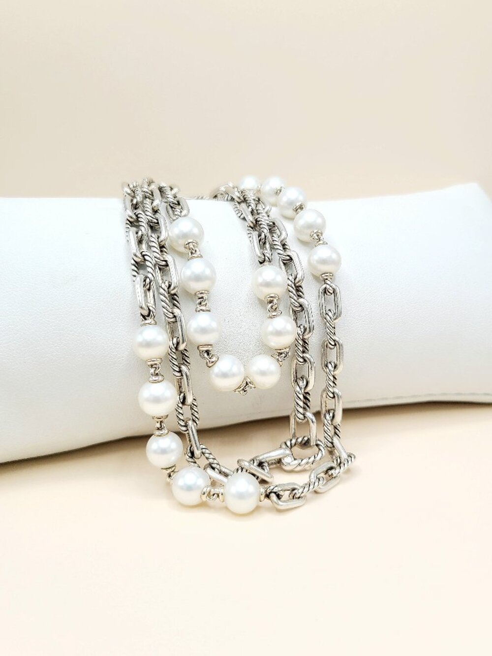 David Yurman Madison Chain Necklace w/ Pearls - 36" - RARE - Picture 5 of 15